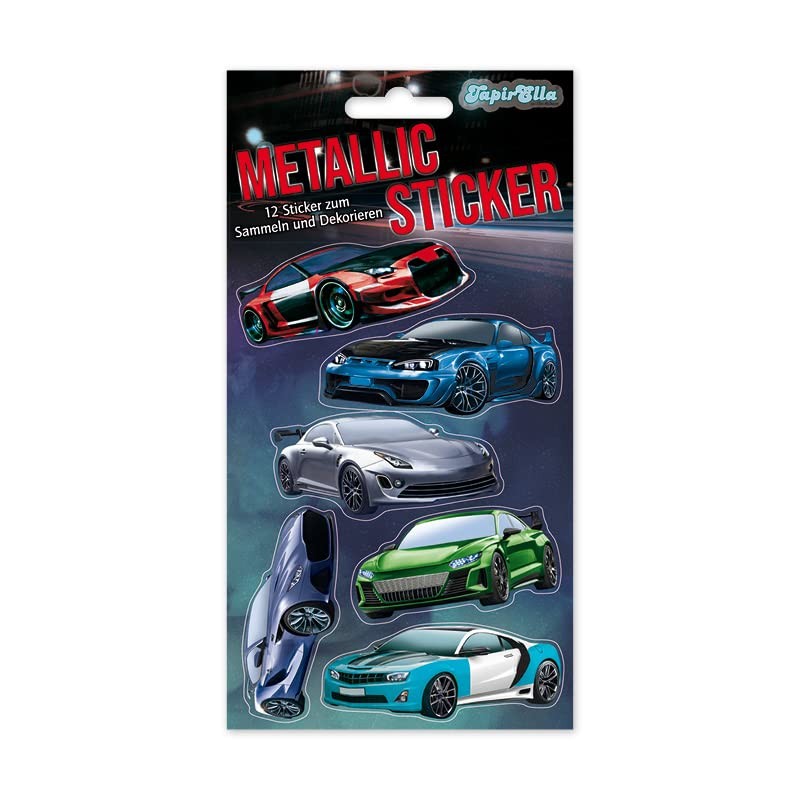 12 Metallic Stickers * Racing Car * for Crafts and
