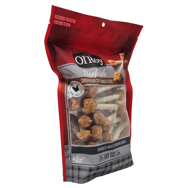 Ol' Roy Beefhide Chicken Coated Munchy Sticks 40 Count Dog