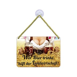 Blechwaren Fabrik Braunschweig cult hanger 'Wer Bier trinkt hilft der Landwirtschaft' - tin sign, 16.5 x 11.5 x 0.6 cm