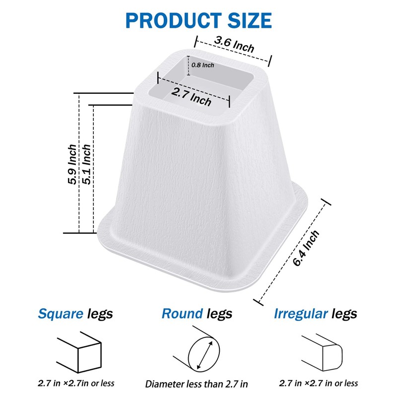 ANNKUT 6 Inch Heavy Duty Bed Risers, Furniture Risers for