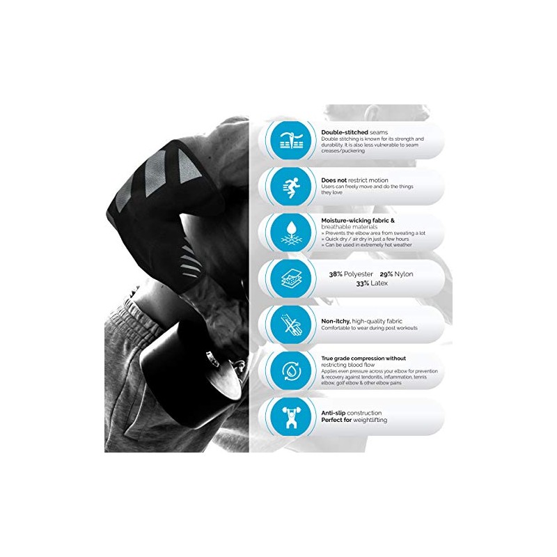 Physix Gear Sport Coderas deportivas de neopreno, las mejores coderas