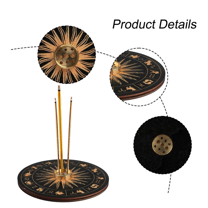 Thyonta Wooden Disc Incense Holder Meditation Incense Burner for Inserting