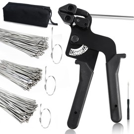 Metal Zip Tie Tool, 300 Pcs Three Lengths Stainless Steel Zip Ties, UV Resistant Metal Zip Ties Heavy Duty Outdoor for Fastening and Cutting Metal Ties with Industrial Scissors