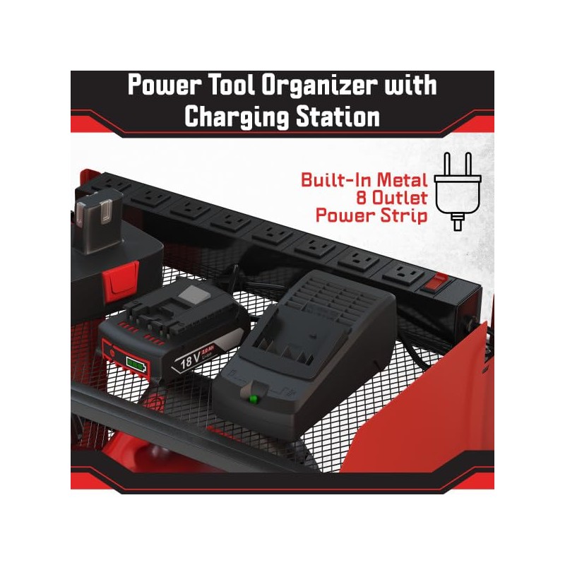 Power Tool Organizer Wall Mount with Charging Station - 4