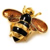 Gold Plated Bee Pin (Black & Light Brown)