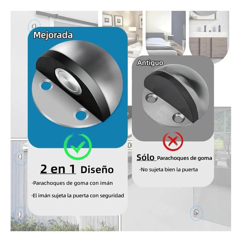 Topes para Puertas Chicon Pack 6 Magnéticos Acero Inoxidable con