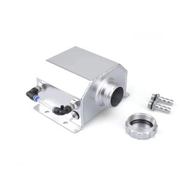 WODHMIEY Universal Coolant Overflow Tank, Radiator Overflow Tank, Aluminium Alloy, Visual Monitoring Hose, O-Ring Seal, TIG Welding, Magnetic Drain Valve (1L)