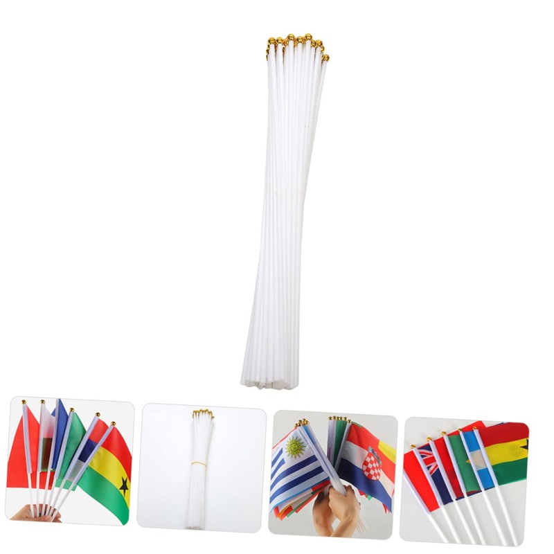 KONTONTY DIY Flagpole 100pcs Plastic Flag Sticks Handheld Flagpoles for