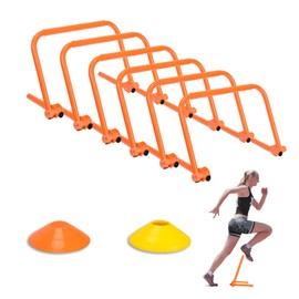 Hikeen Speed Training Hurdles Adjustable Height Agility Training Hurdles for Football, Basketball, Soccer Hurdle Training with 12 Marker Cone and 1 Bag