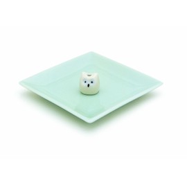 Ceramic Incense Plate & Horseshoe Holder, Green