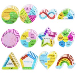 48 Pcs Rainbow Breath Calm Anxiety Sensory Stickers Reusable Mindfulness Stickers Calming Strips Adhesive Sensory Strips for Office Classroom Desk Adults Teens Tension Supplies ﻿