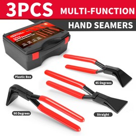 BETOOLL 3-Piece Hand Seamers Sheet Metal Tools Set - Straight Jaw, 45°, and 90° Metal Bending Pliers with Tool Box Storage Case for Bending and Flattening Sheet Metal