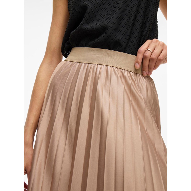 Vila Female Midi Skirt, Pleated, Sandshell
