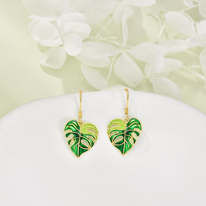 POPLYKE Bohemian Leaf Earrings for Women Sterling Silver Dangle Drop