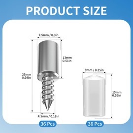 Verazquy 36 Pack Shelf Support Pegs - Stainless Steel Shelf Pins with Non-Slip Sleeves Self-Tapping Cupboard Shelf Pegs for Kitchen Cabinets Wardrobes Bookcases Shelf Support Pegs