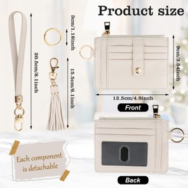 KNGITRYI Small Wallet for Women RFID Card Holder,Wristlet Keychain with Wallet,key chain wallet women Wristlet Wallets for Women Men（Beige）