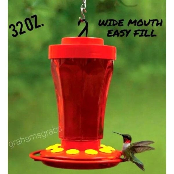FIRST NATURE HUMMINGBIRD FEEDER 32 OZ WIDE MOUTH #3090 EASY