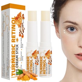 2 Pieces Turmeric Eye Cream Stick, Turmeric Retinol Eye Balm Pen, Retinol Eye Cream, for Dark Circles and Wrinkles, Reduces Puffiness, Fine Lines and Eye Bags, for All Skin Types