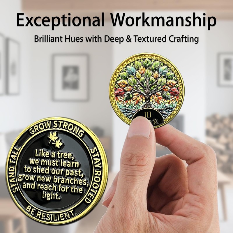 Leafence Tree of Resilience Commemorative Coin Recovery Addiction NA AA
