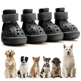 Dog Shoes for Hot Pavement,Non-Slip Waterproof Breathable Easy to Clean Put On and Take Off Dog Boots,Paw Protector for Hot Summer Roads Winter Snow (Black, Size 5:(2.56"x1.97")(L*W))