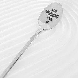 Grandpa Grandfather Gift from Granddaughter Grandson Good Morning Papaw Spoon for Granddaddy Papaw Ice Cream Lover Gift Spoons for Papa Grandpa Christmas Father's Day Gifts