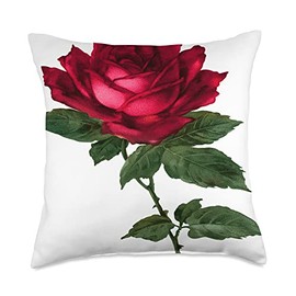 Gifts24Seven - Vintage Sleek Landscaping Plants Old Classic Red Roses Floral Fans Flowery Garden Throw Pillow, 18x18, Multicolor
