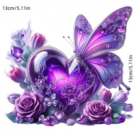 Elegant Purple Butterfly & Floral PVC Vinyl Car Decals Stickers Waterproof Self-Adhesive Decals for Cars, Laptops, Trucks, Motorcycles Wall Window Luggage Scratch Cover Door Decor Sticker