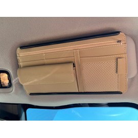 Car Storage Holder, Sun Visor Pocket, Sunglasses Pocket, Card Storage, Small Items, Multi-functional, Car Storage Accessory (Camel)
