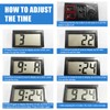 Shudyear 3PCS Small Digital Clock Mini Car Clock Mount Watch