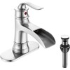 FRANSITON Waterfall Faucet Bathroom Faucet Single Handle One Hole Brushed