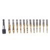 13Pcs/Set Combination Drill Tap High Speed Steel Titanium Plated Hex