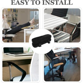 TIDTALEO Fundas Mejorado Reposabrazos Silla 2 de Oficina para de Piezas, Almohadillas de Espuma Viscoelástica Negra Núcleo PU Tamaño 250x75x30 Mm, Apoyabrazos Acolchados para Mayor