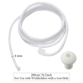 BBTO 6.56 Feet Oil Lamp Wicks Replacement Braided Round Candle Wick for Oil Lamps and Candles, DIY Handmade Candle Making Supplies (4 mm/ 0.16 inch)