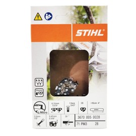Genuine OEM 4" Chainsaw Chain 0.25" Pitch (1/4"), 0.043" Gauge, 28 Drive Link, Picco Micro 3 (71PM3 28) Fits STIHL GTA26 Chainsaws 3670-005-0028