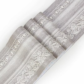 JZ·HOME 104 Wallpaper Border Peel and Stick 4.2" x16.4ft 3D Grey Rose Flower Crown Molding Wall Border Self Adhesive Ceiling Decorative Molding Skirting Line Tiles Decor Sticker Easy to Apply