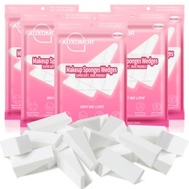 Fauxomor 540 Pcs New Makeup Sponges Wedges for Face Foundation, Latex-Free Triangle Cosmetic Make Up Sponge for Flawless Application and Blending, Beauty Blender for All Skin Types with Ten Pouches