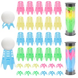 Haisheng Pack of 34 Plastic Golf Tees, Golf Simulator Tees, 20 High and 12 Short Golf Simulator Tees, Colourful Winter Tees, Golf, Golf Mats Tees, Golf Tees for Winter Lawn and Driving (4 Colours)