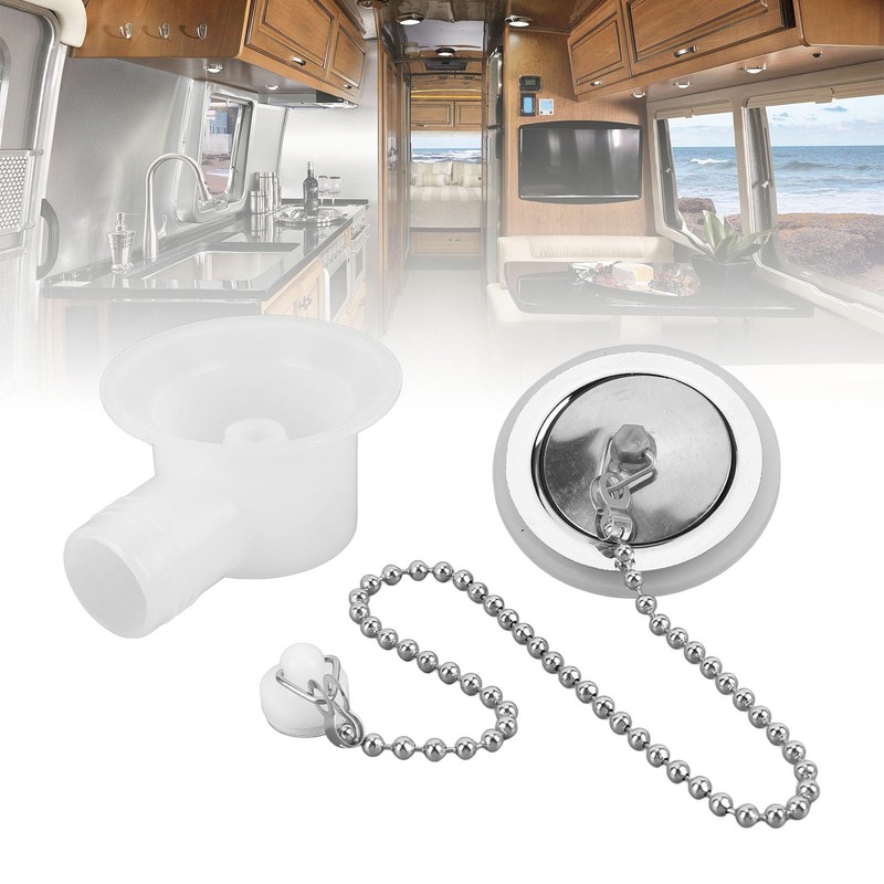 RV Sink Drain Connector Right Angle Space Saving Stainless Steel