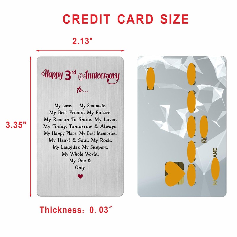 3 Year Anniversary Card for Men Women Him Her- Romantic