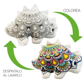 ESTEGOSAURIO DINOSAURIO GIGANTE MANDALA 3D peluche didáctico para colorear lavable y reutilizable con set de plumones base agua Juguete educativo original, inolvidable y divertido para niñas y niños