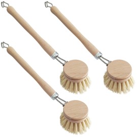 Set of 3 Wooden Washing Up Brushes, Cup Brush, Dish Brush for Kitchen, Cleaning Tableware and Food, Made in Germany