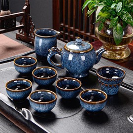 Chinese Gongfu Tea Set Porcelain, 9-Piece Adult Tea Set Afternoon Tea Pot Set, Gift Boxed Set Perfect for Tea Lovers