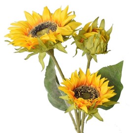 Htmeing Artificial Sunflowers Silk Flowers Fake Branches Decorative Plants Stems for Home Office Shop Decor (2pcs)