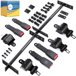 Mixopoly 4 Passenger Golf Cart Seat Belt Bracket Kit Universal for Yamaha, EZGO, Club Car Golf Cart with 2+2 Flip Rear Seat, Retractable Seatbelts Max Length 42 Inches