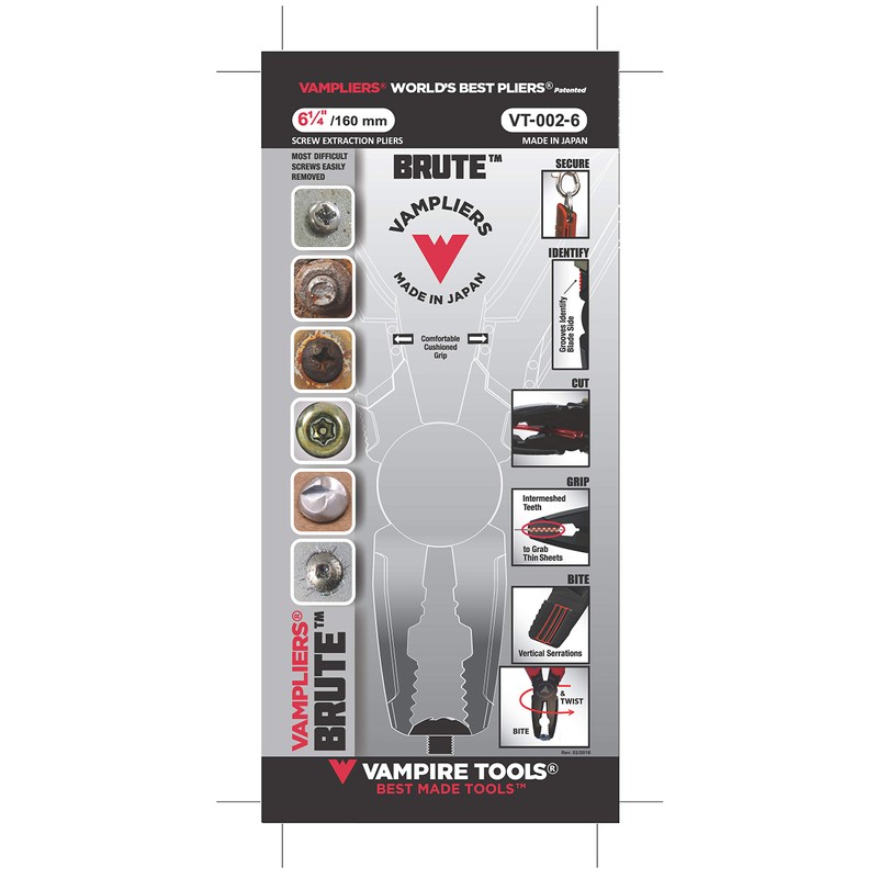 VAMPLIERS BRUTE 6.25" Screw Extractor Pliers + Tool Pouch. Made