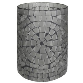 HomArt Glass Mosaic Squares Hurricane Candleholder for Candles, Twinkle Lights, Flowers, Shells and tealights, Large
