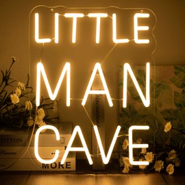 Little Man Cave Neon Sign Dimmable Neon Signs for Wall Decor Inspirational LED Signs USB Light Up Sign for kids Baby Boy Room Wall Decor Nursery Bedroom Playroom Decoration Essentials
