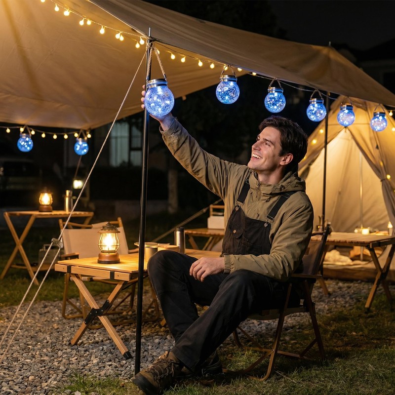 Solar Powered Transparent Glass Jar Lantern with 30 LED Lights,Hanging