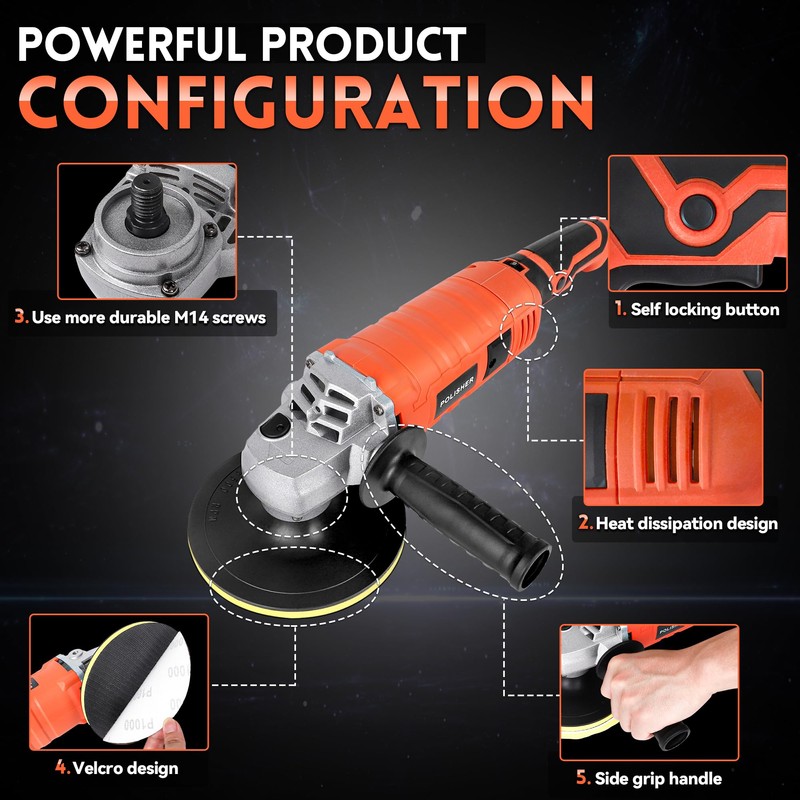 Buffer Polisher, Powerful Buffer Waxer, 7 Variable Speed 1000-3500 RPM,Rotary