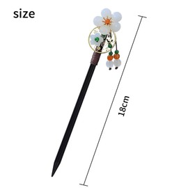 FloralGrace Pack of 5 Wooden Hair Sticks, Vintage Hair Sticks, Chinese Hairpin Sticks, Hair Sticks, Hair Pins with Flowers for Women, Girls, Solid Hairstyle Hair Accessories